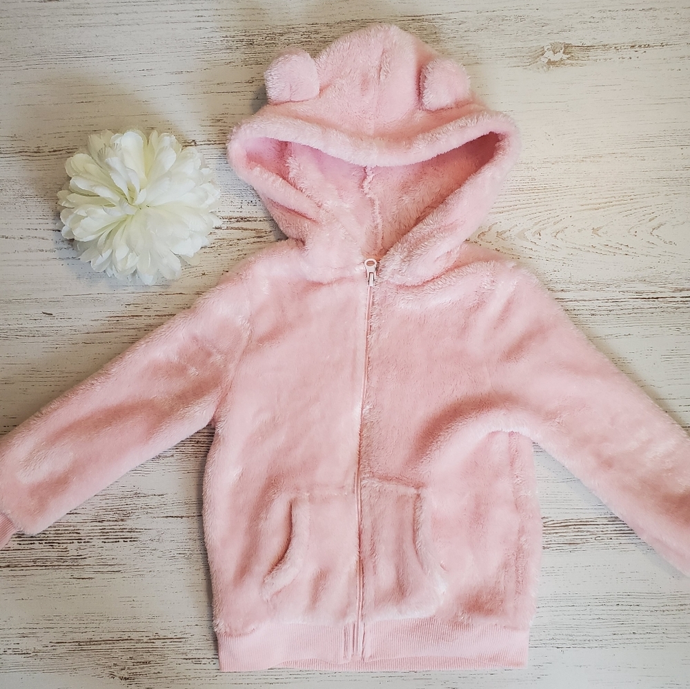 🌈30% off Bundles🌈 Girls Arizona Plush Fleece Pink Bear Ear Hoodie Zip Sz 5